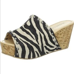 Chunky Zebra Striped Cork Wedges